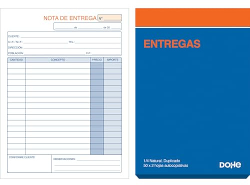 Dohe - Delivery Note Book (Pack of 10) - 50 Sheets (50 Sheets with 1 Copy), Size A5, 14.5 x 21 cm, Spanish Pads for Shipping Goods, Office Supplies