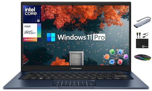 ASUS Vivobook - Computer portatile aziendale 2025-2026, Microsoft Office a vita, copilot, display FHD da 14, CPU Intel i5 a 10 core, 40 GB di RAM, memoria da 1,5 TB (SSD da 1 TB + 500 GB Ext