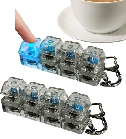 Jkioump 2pcs Fidget Tastaturs Spielzeug, Mit LED Licht, Tragbarer Anhänger Realistischer Tastaturs, Clicker Fidget Spielzeug, Für Erwachsene, Reise, Büros, Schule, Rucksack