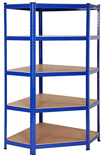Heavy Duty 5-Tier Garage Shelving Unit Boltless Corner Shelf for High Capacity Storage in Sheds Warehouses & Industrial Spaces -& Versatile Solution