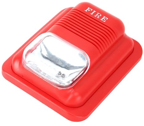 Cryfokt Brandschutz-Blitzsirene, Ton- und Lichtalarmsystem für die Sicherheit zu Hause – 12/24 VDC Brandwarngerät, Rote Farbe, 5,3 X 4,5 X 1,9 Zoll