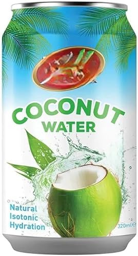 Premium Natural Coconut Water Drink – 12 x 320ml Cans Multipack | 100% Pure Hydrating Beverage | No Added Sugar | Electrolyte Rich | Vegan & Halal | Refreshing Bulk Pack for Home, Gym & Office