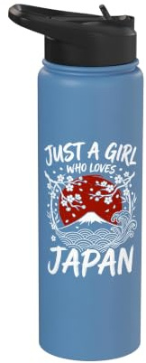 Just A Girl Who Loves Japan Japanese Fugi Mountain Sakura Stainless Steel Insulated Water Bottle