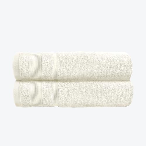 Allure Zero Twist Bath Towel Set for Bathroom, Pack of 2, 70 x 120cm, 100% Egyptian Cotton (Cream)