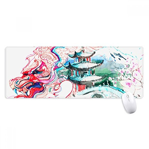 Tapis de Souris antidérapant Chinois Motif Pont Dragon Chinois Grand Tapis de Souris étendu pour Bureau