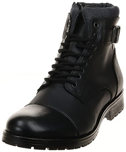 JACK & JONES Jfwalbany Leather Anthracite STS - Stivali da Motociclista Uomo, Grigio, 45 EU