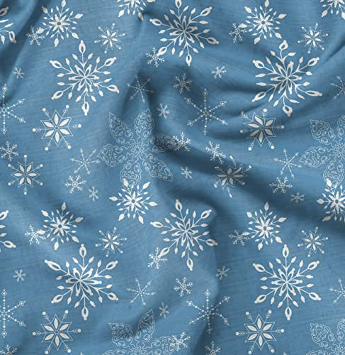 Soimoi Blau Baumwolle Batist Stoff Schneeflocken Blumen- Stoff Meterware 42 Zoll breit