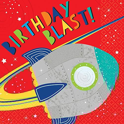 Blast Off Birthday Luncheon Napkins 33cm (16 pk)