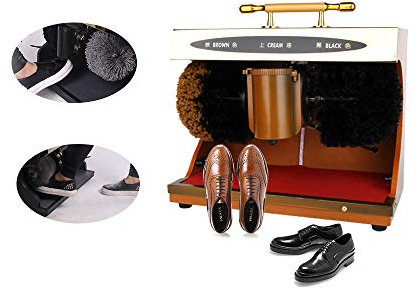 Fayelong Machine à Cirer Les Chaussures Automatique, Machine à Coudre Electrique et Machine à Cirer Avec 2 Brosses (Noir)