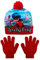 MIRACULOUS Set Hut und Handschuhe Winter Kappe Mädchen Lady Bug 1279 - Rot, 52