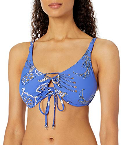 Seafolly Damen DD Cup Lace Up Front Bra Bikini Top Swimsuit Bikinioberteil, EL Dorado Kobalt, 40