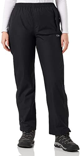 CMP - Regenfeste Damenhose mit Futter und durchgehenden seitlichen Reißverschlüssen, Schwarz, XL