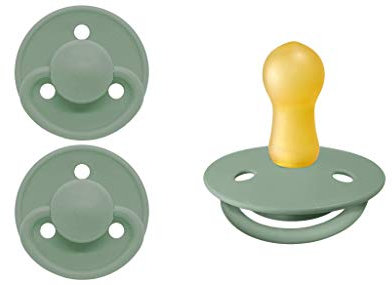 Mininor 2-Pack Schnuller, Naturkautschuk mit Kirschform aus D?nemark (Sage, Gr??e 1 (0-6 Monate))