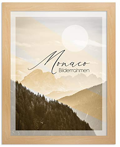 BIRAPA Monaco Bilderrahmen Holz 50x70 cm Buche - Wechselrahmen Bilderrahmen Plexiglas - für Fotos, Bilder & Poster