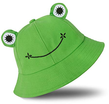 SAOROPEB Froschhut für Erwachsene, Teenager, niedlicher Froschhut, Baumwolle, Fischerhut für Männer und Frauen, Grün