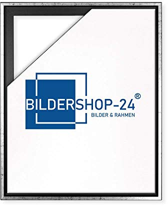 Bildershop-24 Schattenfugenrahmen mit Schattenfuge Lemgo Rahmen für Keilrahmenbilder und Leinwände 30 X 90cm Schwarz Silberglanz Antik