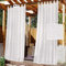 LINFKY Outdoor Vorhänge, Abnehmbares, Klebriges Tab-Top Zum Einfachen Aufhängen Und Abwickeln, wasserdichte Außenveranda Mit Weißem Gardinen-Innendeck Im Freien, 2 Paneele (2X 132x274 cm,Weiß)