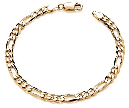 Old English Jewellers 9ct Yellow Gold on Silver Men's FIGARO Curb Bracelet - 8.5 inch