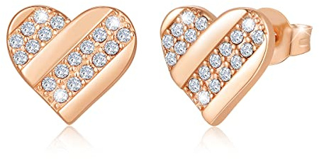 Ohrstecker HEART in 925 Silber Roségold plattiert Kristalle für Damen Roségold Ohrringe in einer edlen Schmuckbox & Echtheitszertifikat…
