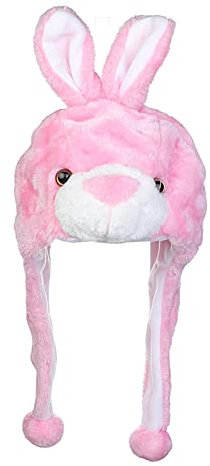 JK Home Mignon Bonnet Animal 3 en 1 Chapeau d'hiver Velours Echarpe Gants Cache Cou Oreilles Lapin Rose