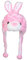 JK Home Mignon Bonnet Animal 3 en 1 Chapeau d'hiver Velours Echarpe Gants Cache Cou Oreilles Lapin Rose
