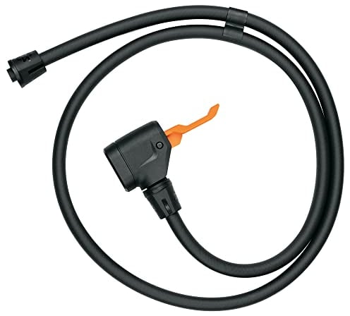 SKS GERMANY Schlauch mit MV Easy-Kopf Ersatzteil für AIR-X-PLORER, AIR-X-PLORER DIGI, AIRMOTION Fahrradpumpenschlauch (Pumpenkopf mit Schlauch, alle Ventilarten, 1200 mm), schwarz