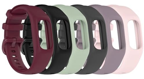 Chofit 6-Pack Straps Compatible with Garmin Vivosmart 5 Strap, Soft Silicone Sport Wristband Replacement Arm Band for Vivosmart 5 Fitness Tracker (Large, 6A)