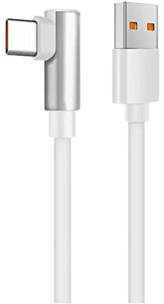 120W Usb C Ladekabel Turbo Charge Gamingkabel 6A USB-C 90 Grad Winkelstecker für Xiaomi Poco X4 X4 Pro X3 F4 GT Mi 12 Mi 11 11 Ultra 11 Lite Mi 10T Lite 5G Redmi 11 10 9 Black Shark 5 4 Weiß 1.8 Meter