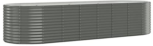 vidaXL Hochbeet, Wetterfestes Hochbeet für Garten Balkon Terrasse, Kräuterhochbeet zum Selber Bauen, Pflanzkasten aus Metall, Verzinkter Stahl Grau