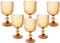 Vintage Wine Glasses Set of 6, 11 Ounces Colored Glass Water Goblets, Colorful Unique Embossed Pattern High Clear Stemmed Glassware Wedding Party Bar Glass Drinking Cups Vertical Line Gold Amber