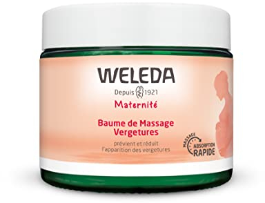 WELEDA Schwangerschaftsstreifenbalsam 150 ml, Dehnungsstreifen-Massagebalsam für Schwangere Frauen, Bio, schnell einziehend, für jeden Hauttyp geeignet