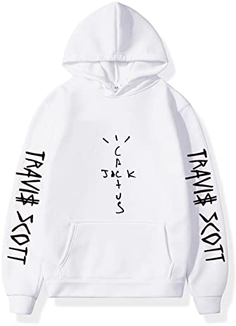 NUTSIE Hoodie Travis Scott Hip Hop Lässiges Sweatshirt Frühling Herbst Sweatshirt Plus Größe Männer und Frauen XS - 4XL (White,XL)