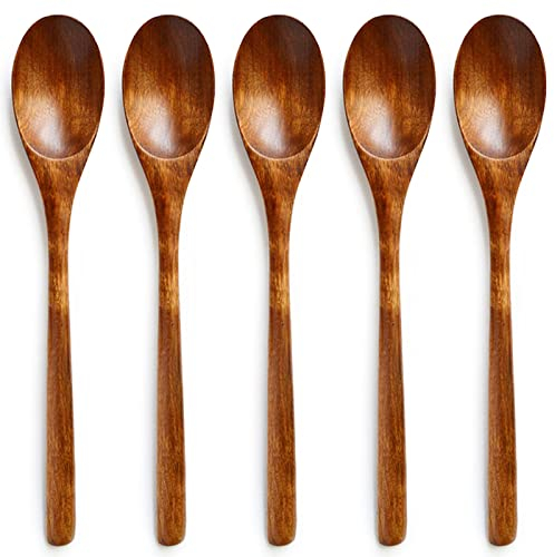 Lumeiy Lot de 5 cuillères à soupe en bois de style japonais
