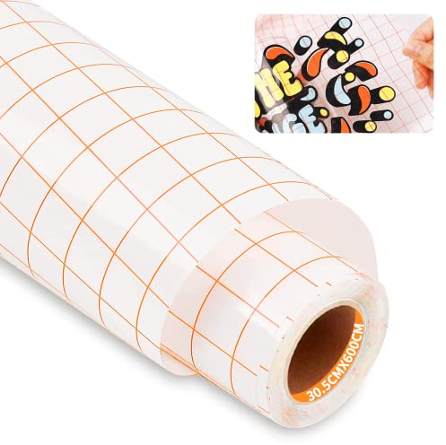 Bocguy Transferfolie Plotter für Vinyl, 30.5CM x 600CM Orange Alignment Grid Übertragungsfolie Plotter für Cricut & Silhouette Cameo, Cricut Transferfolie für Schilder, Fenster & Aufkleber