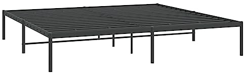 vidaXL Bettgestell, Bettrahmen mit Lattenrost, Metallbett Bett für Schlafzimmer, Doppelbett Gästebett Metallkonstruktion, Metall Schwarz 200x200cm