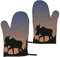 Heat Resistant Oven Gloves Sets Of 2 - Moose Mountain Pine Tree Wilderness Printed Kitchen Non-Slip Microwave Oven Mitts 1 Pair For Baking Cooking Bbq