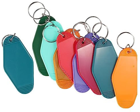 HomeSoGood Lot de 30 porte-clés vierges vintage pour hôtel, transfert thermique double face, losange en plastique avec anneau pour bricolage, Saint-Valentin, étiquette de bagage vierge, multicolore,