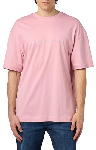 JACK & JONES Joreaster Activity Tee SS Crew Neck T-Shirt, Rosa nettar/Stampa: Org, M Uomo