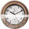 MENAYODA Außen Wasserdicht Wanduhr, Retro Wanduhr Lautlos ohne Tickgeräusche mit Thermometer und Hygrometer, Quarzwerk Indoor Outdoor Uhr für Terrasse Patio Pool Garten