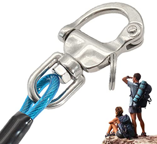 Grillo a sgancio rapido, moschettone in Acciaio Inox, grillo Girevole a Scatto per Barche, Accessori navali, Molla ad Anello per Spinnaker e Immersioni