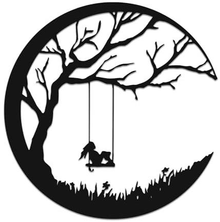 ONNIJUN 30cm Tree of Life Metal Wall Art Decor Garden Ornament Wall Hanging Decoration, Black