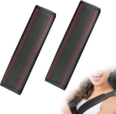 2 Pièces Rembourrage de Ceinture de Sécurité, Ceinture Coussin de Protection en Cuir PU, Coussin Ceinture de Sécurité Amovible, pour Ceintures de Sécurité des Voitures, Sacs à Bandoulière (Noir)