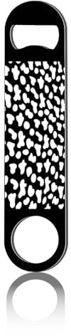 CREATCABIN Abridor Botellas Plano Estampado Vaca,Abridor Botellas Metal Resistente,Llave Acero Inoxidable para Cerveza,Barman,Pub,Bar,Bebidas,Cocina,Restaurante,Hombres,Mujeres,Regalos,Negro,4x17.8cm