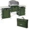 Hauki Mueble de Cocina para Camping Plegable Armario Caqui Multifuncional con Compartimentos de Almacenamiento y Encimera Aluminio Tienda Portátil con Cortavientos Acampada con Bolsa de Transporte