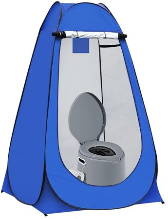 Portable Outdoor Instant Pop Up Tent For Privacy Camping Shower, Toilet & Changing Room by Denny International® (Blue (with Camping Toilet))