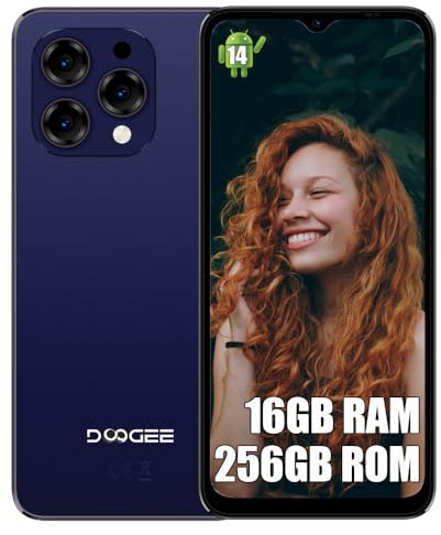 DOOGEE N55 PRO 4G Cellulari Economici (2024), 16 GB RAM 256 GB ROM, 6.56 pollici HD+ Display, Telefono Smartphone in Offerta, Android 14, 13MP+ 8MP, 5150 mAh Face ID Blu