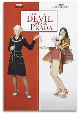 ZaMouss Filmposter Der Teufel trägt Prada auf Leinwand, Wandkunst, Dekoration, Wohnzimmer, Schlafzimmer, Dekoration, Poster, 40 x 60 cm, ungerahmter Stil