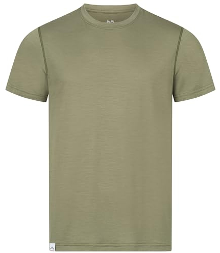 Alpenwert® Merino Shirt Herren [Made IN Portugal] perfektes Wandershirt Wander Tshirt aus Merinowolle Tshirt für Sport, Outdoor, Funktionsshirt (DE/NL/SE/PL, M, Regular, Regular, Grün)