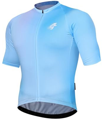 LAMEDA Radtrikot Herren Kurzarm MTB Rennrad Trikot Sommer Atmungsaktiv Elastisch Schnell trocknend T-Shirts Fahrradtrikot für Radsport Laufen Outdoor Sport Blau XXL