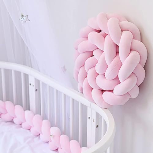 GYCS Bettschlange Geflochten, Seitenschläferkissen, Babybett Superweich Knotenkissen, Geflochten Bettschlange Nestchen, Bettrolle Zierkissen Bettumrandung, Deko Kissen Für Schlafzimmer,A18,2m